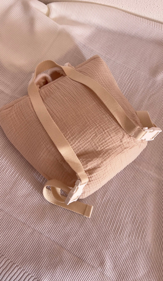 Sac à dos Lapinou personnalisé - Gaze de coton beige