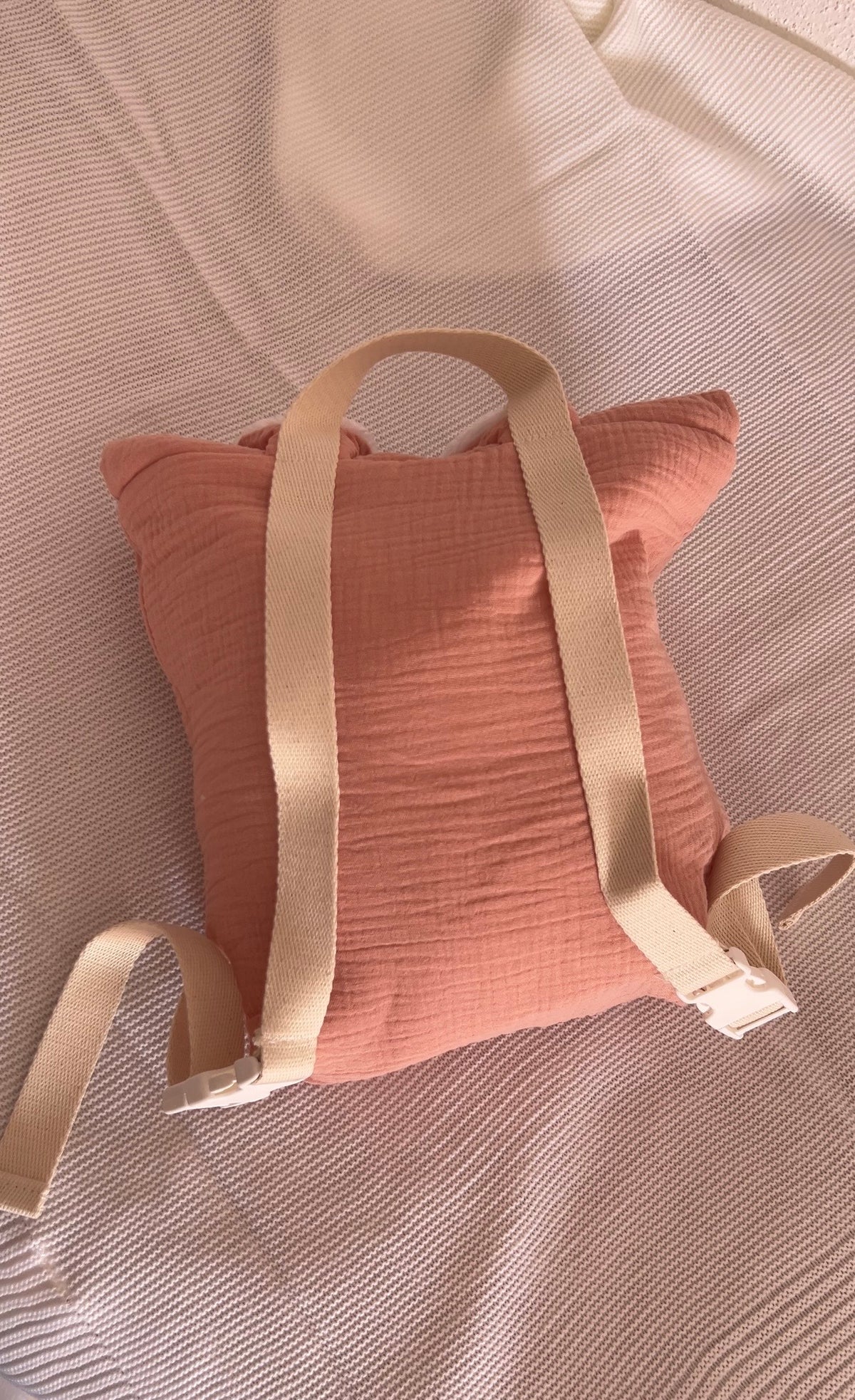 Sac à dos Lapinou personnalisé - Gaze de coton rose