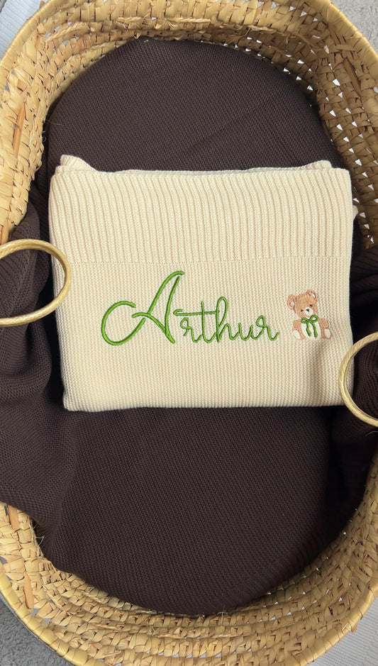 Couverture en maille Maya personnalisée - Beige
