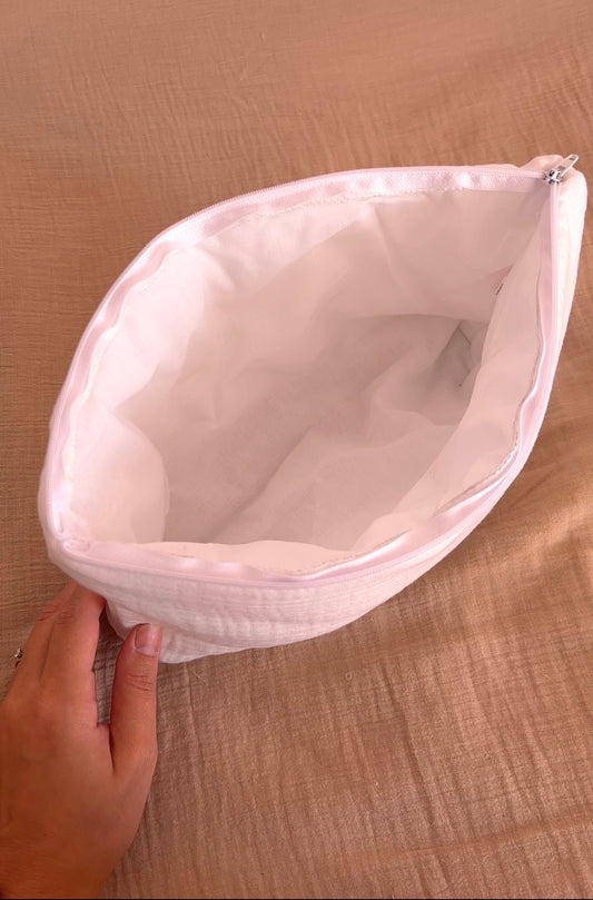 Trousse de toilette personnalisée - Gaz de coton beige
