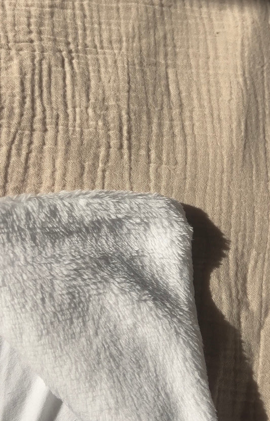 Doudou câlin personnalisé - Polaire/Gaz de coton Beige