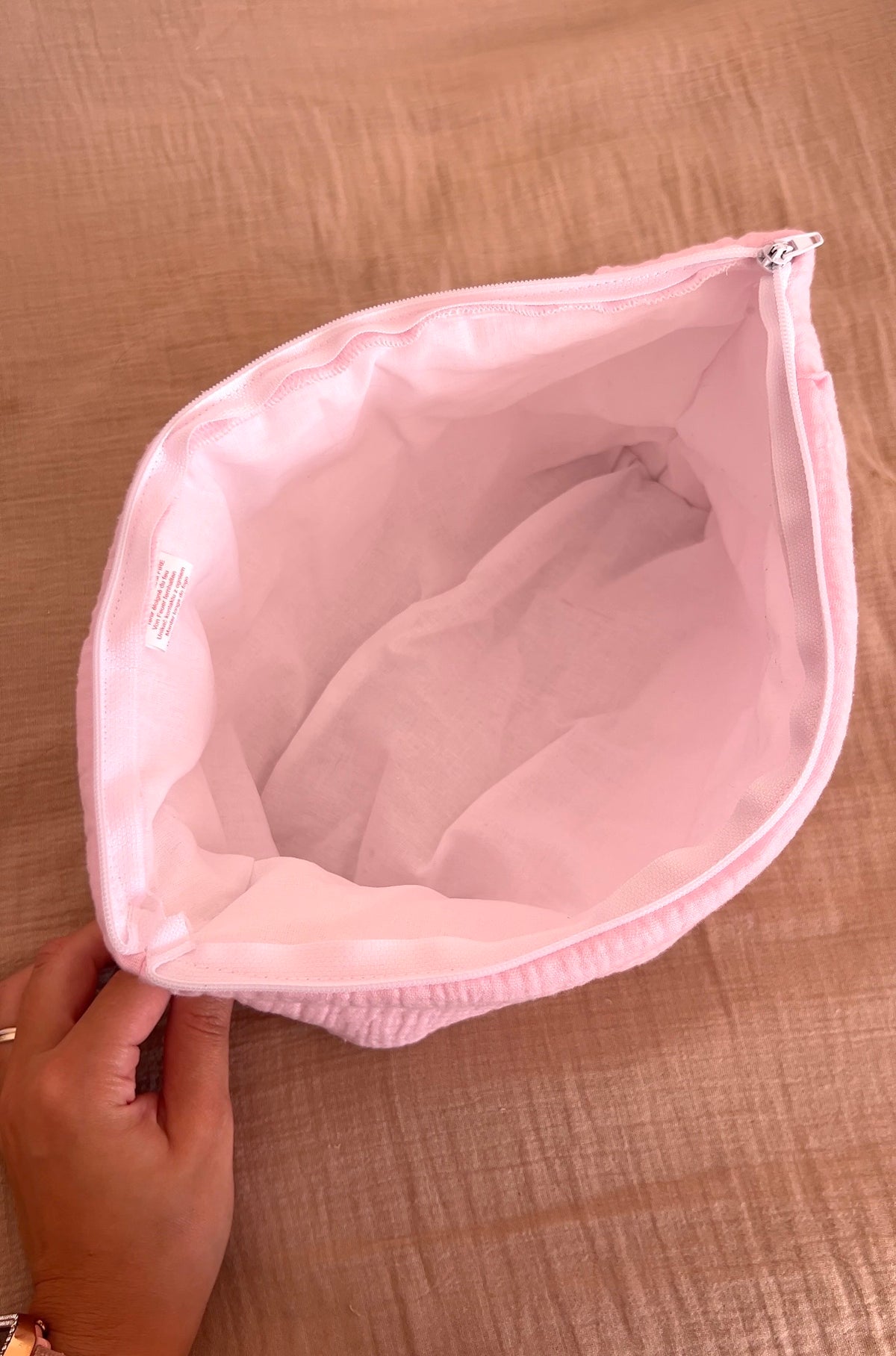 Trousse de toilette personnalisée - Gaz de coton rose