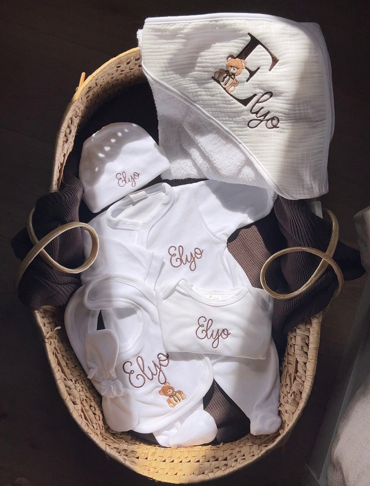 Tenue de naissance 5pcs personnalisée - Velours blanc