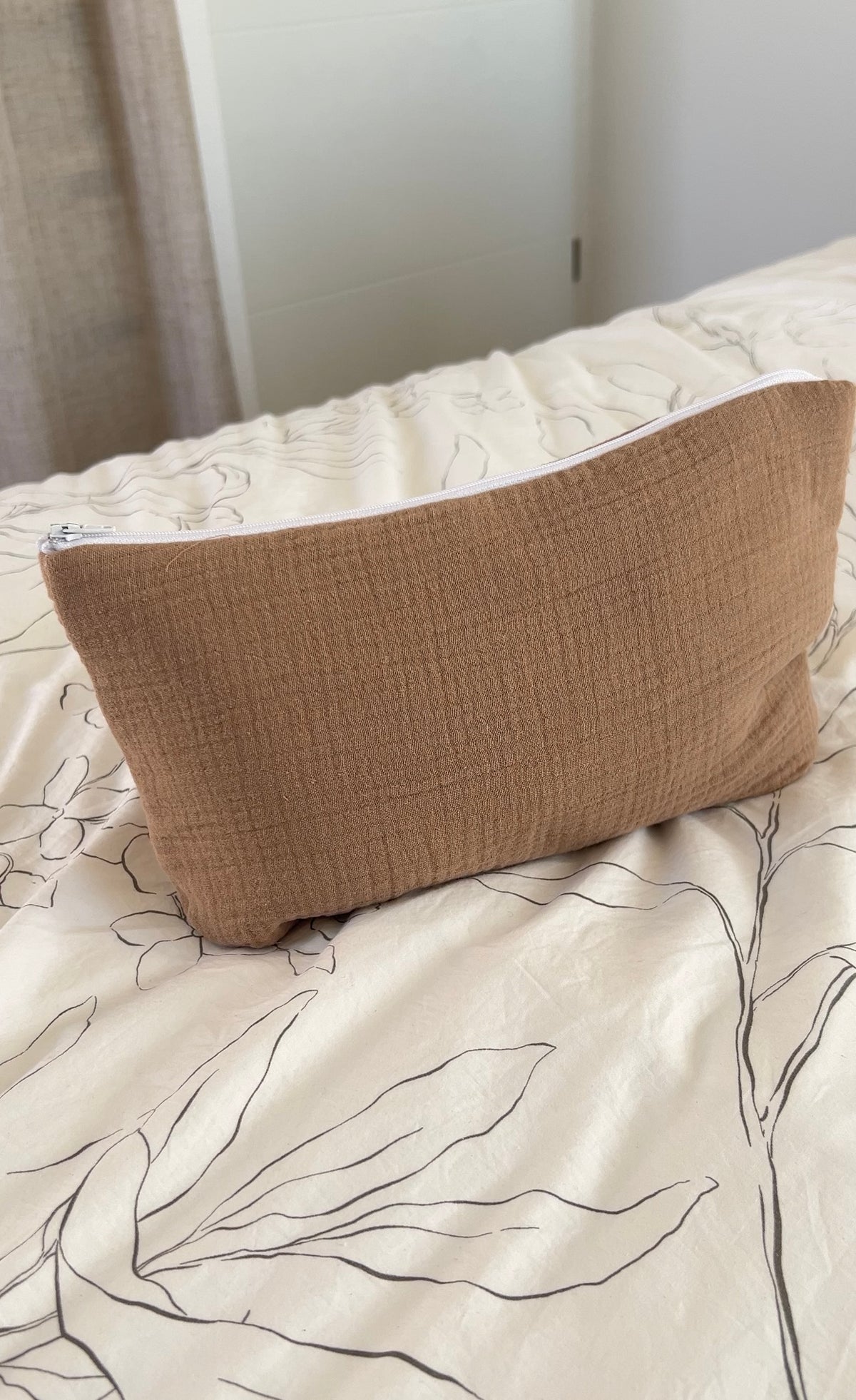 Trousse de toilette personnalisée - Gaz de coton marron