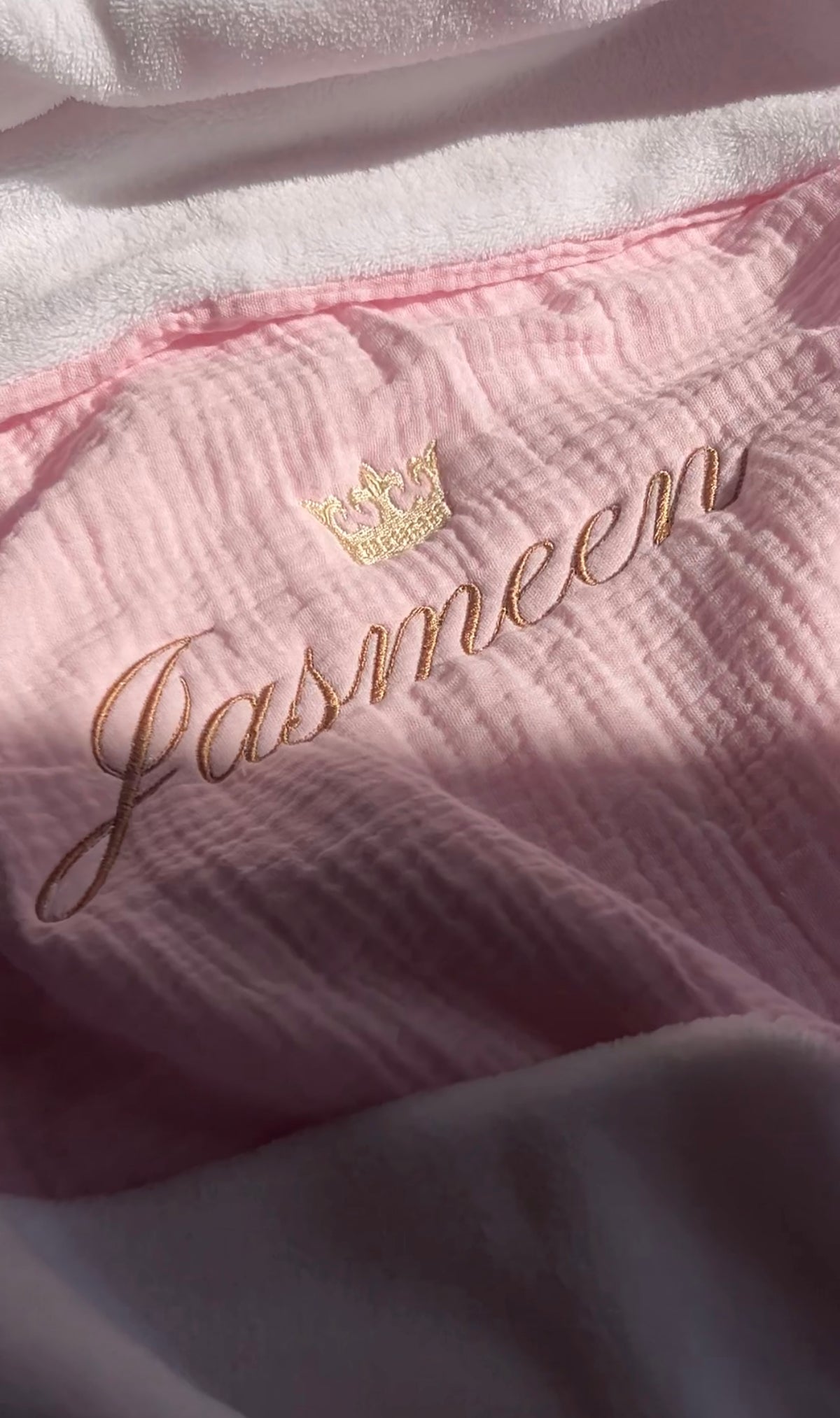 Couverture câlin personnalisée - Polaire/Gaz de coton rose