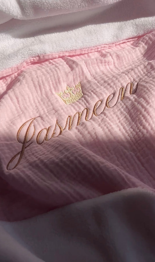 Couverture câlin personnalisée - Polaire/Gaz de coton rose