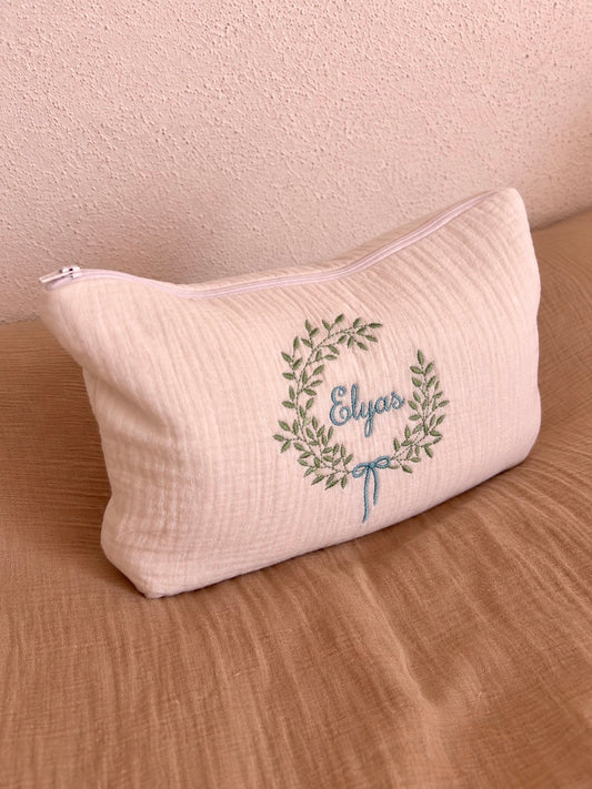 Trousse de toilette personnalisée - Gaz de coton blanc