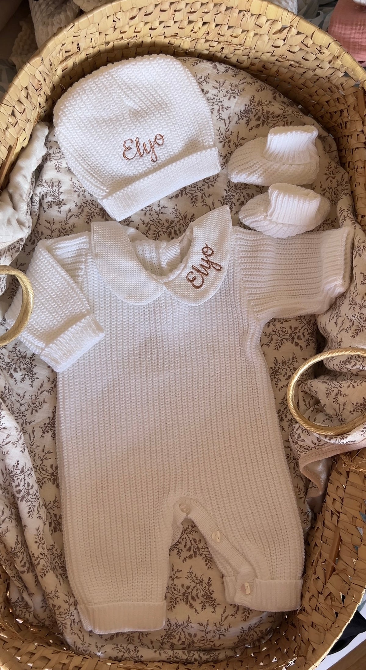 Tenue en Maille 3pcs personnalisée - Blanc