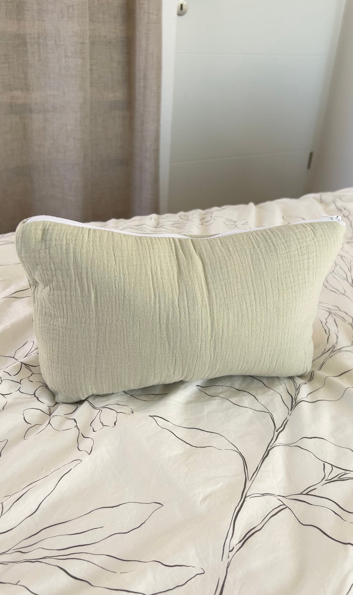 Trousse de toilette personnalisée - Gaz de coton blanc vert