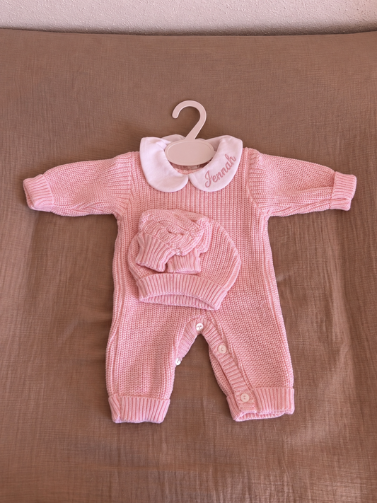 Tenue en Maille 3pcs personnalisée - Rose