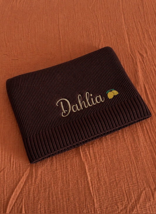 Couverture en maille Maya personnalisée - Marron