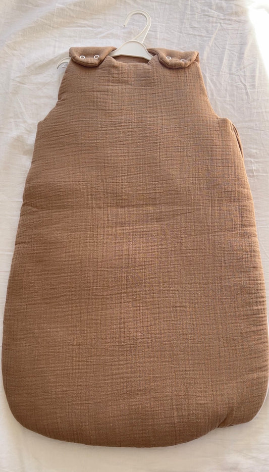 Gigoteuse personnalisée - Double Gaz de coton marron - 0-6 mois